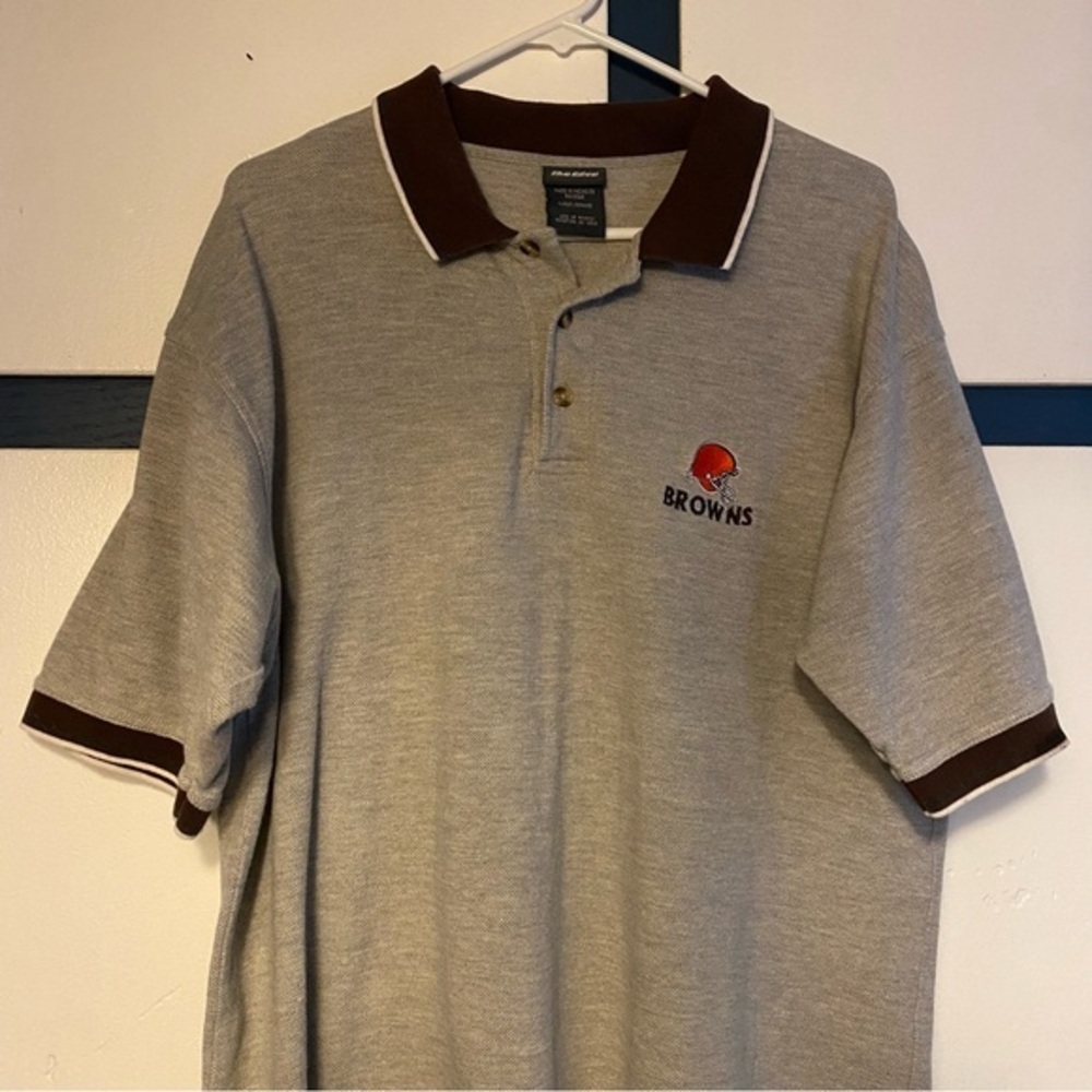 Vintage The‎ Edge Cleveland Browns Shirt Mens Large Brown Polo Pullover Collared
